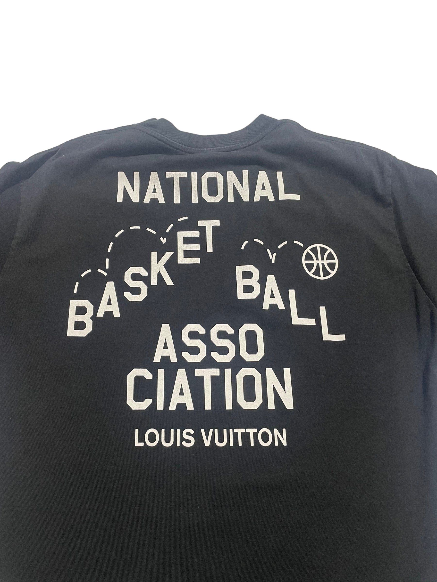 Louis Vuitton 100% Cotton T-shirt Blue Black NBA Virgil Abloh Size 4L fit  54-56