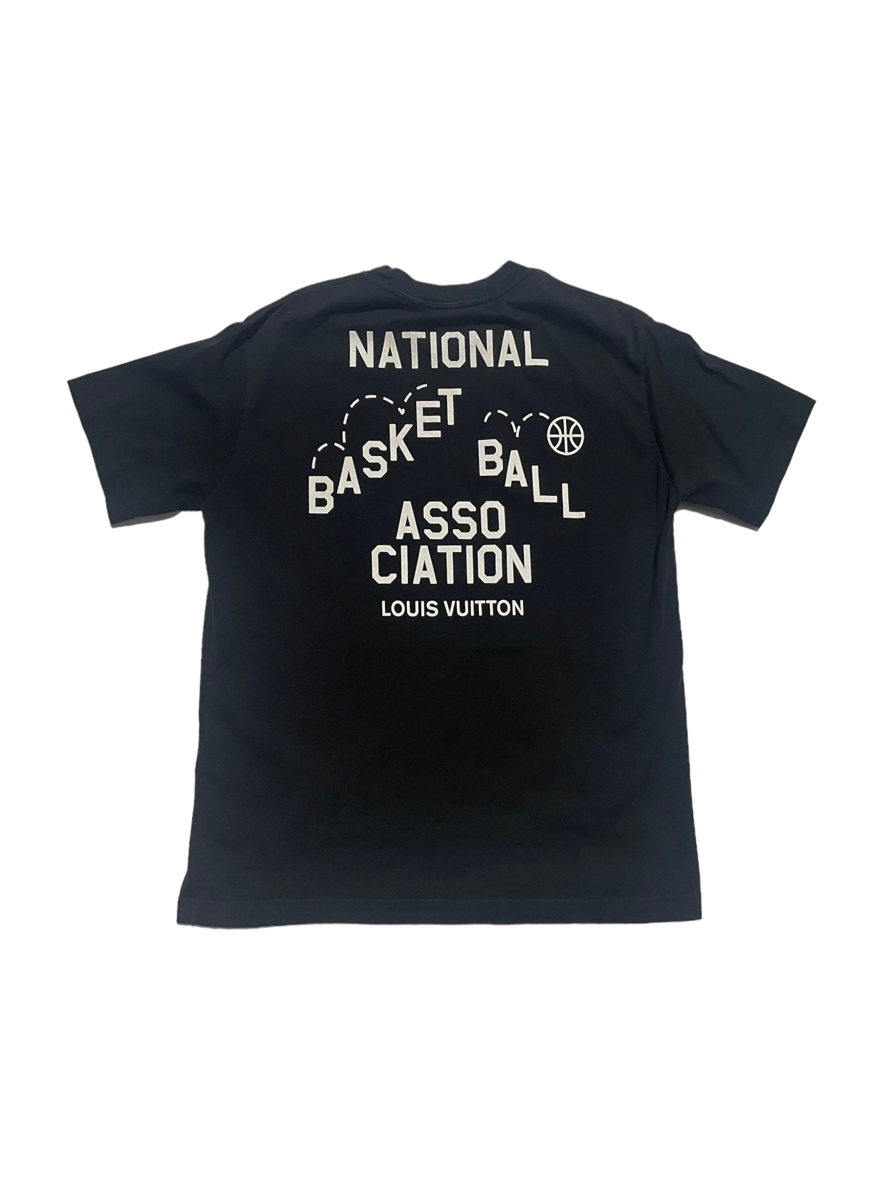 Louis Vuitton 100% Cotton T-shirt Blue Black NBA Virgil Abloh Size